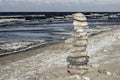 Ice pyramid on the coast of the Latvian sea Royalty Free Stock Photo