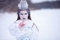 Ice queen in winter landscape Royalty Free Stock Photo