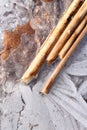 Ice and reeds on the beautiful lake in close up Royalty Free Stock Photo