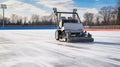 Ice resurfacing machine smoothes skating rink with precision and efficiency.AI Generated