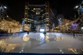 Ice rink at Campus Martius Park at night