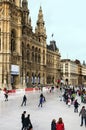 Ice rink in front of Vienna town hall. Austria. Royalty Free Stock Photo