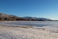 An ice rink on Osoyoos Lake in British Columbia, Canada on a cold winter day Royalty Free Stock Photo