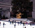 Ice rink and Prometheus statue, New York.