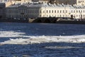 ice on the river, buildings, houses, Windows, roofs, embankment