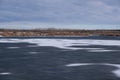 Ice on river in early spring. Early spring in Siberia Royalty Free Stock Photo