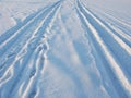 Ice-road in frozen pond Royalty Free Stock Photo