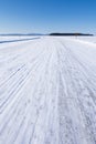 Ice road over Lake Pielinen in Eastern Finland Royalty Free Stock Photo