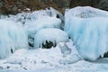 Ice on rock in Baikal lake winter season Russia Royalty Free Stock Photo