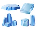 Ice rock, iceberg or icy frozen snow mountain vector icons set Royalty Free Stock Photo