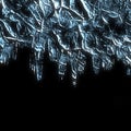 Ice rocks on black background page cover