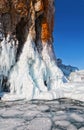 Ice on rocks on Lake Baikal