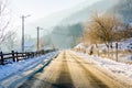 Ice on a rural road during winter Royalty Free Stock Photo