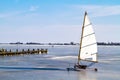 Ice sailing on the Braassem lake Royalty Free Stock Photo
