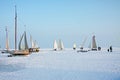 Ice sailing on a cold winter day on the Gouwzee in the Netherlands Royalty Free Stock Photo