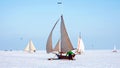 Ice sailing on a cold winter day on the Gouwzee in the Netherlands Royalty Free Stock Photo