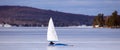 Ice sailing in froze lake in north Michigan during winter Royalty Free Stock Photo
