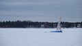 Ice sailing on frozen lake Siljan n Rattvik in Dalarna in Sweden