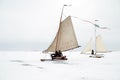 Ice sailing on the Gouwzee in the Netherlands Royalty Free Stock Photo