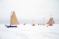 Ice sailing on the Gouwzee in winter in Netherlands Royalty Free Stock Photo