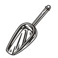 Ice scoop for bartending. Chromed metal scoop or cocktail bar tool for barman or bartender