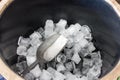 Ice scoop and ice in Ice bucket