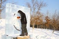 Ice Sculpture Carving a man is carving ice Royalty Free Stock Photo