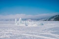 Ice sculpture castle under a big blue sky Royalty Free Stock Photo