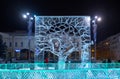 The ice sculpture of fairy tree on the 1905 Square. Yekaterinburg. Russia