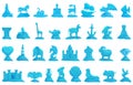 Ice sculpture icons set cartoon vector. Animals mermaid