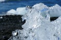 Ice sculpture in sunshine on Diamond Beach, JÃÂ¶kulsÃÂ¡rlÃÂ³n glacier lagoon, Iceland