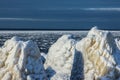 Ice in sea with dark sky