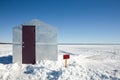 Ice Shanty with Funny Sign Royalty Free Stock Photo