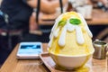 ice shave with mango sauce (mango bingsu)