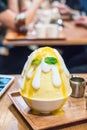 ice shave with mango sauce (mango bingsu)