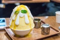 ice shave with mango sauce (mango bingsu)
