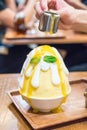 ice shave with mango sauce (mango bingsu)