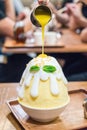 ice shave with mango sauce (mango bingsu)