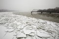 Ice shoves on banks of Susquehanna River Royalty Free Stock Photo