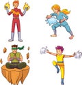 Heroes with the power of four elements Royalty Free Stock Photo