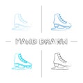 Ice skate hand drawn icons set