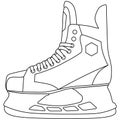 Ice-skate, Ice hockey skates, Ice hockey goaltender skate winter sport equipment sketch drawing, contour lines drawn