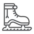 Ice skate line icon, christmas and new year, skating shoe sign, vector graphics, a linear pattern on a white background.