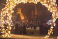 Ice Skaters on the Downtown Square Royalty Free Stock Photo