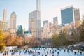 Ice skaters having fun in New York Central Park in winter Royalty Free Stock Photo