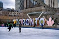 Ice skaters in Nathan Phillips Square. Royalty Free Stock Photo
