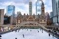 Ice skaters in Nathan Phillips Square. Royalty Free Stock Photo