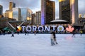 Ice skaters in Nathan Phillips Square. Royalty Free Stock Photo