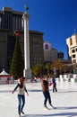 Ice skaters in Union Square, San Francisco Royalty Free Stock Photo