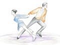 Ice skaters - watercolour